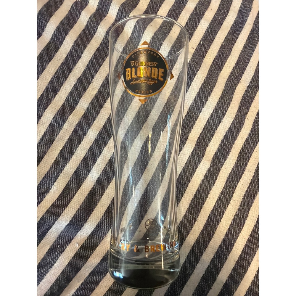 Guinness Blonde American Lager Discovery Series Pilsner Glass Clear Etched Tom